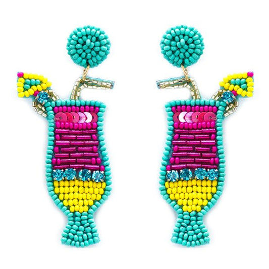 Cocktail Drink Earrings - Turquoise Multi - The Velvet Strand