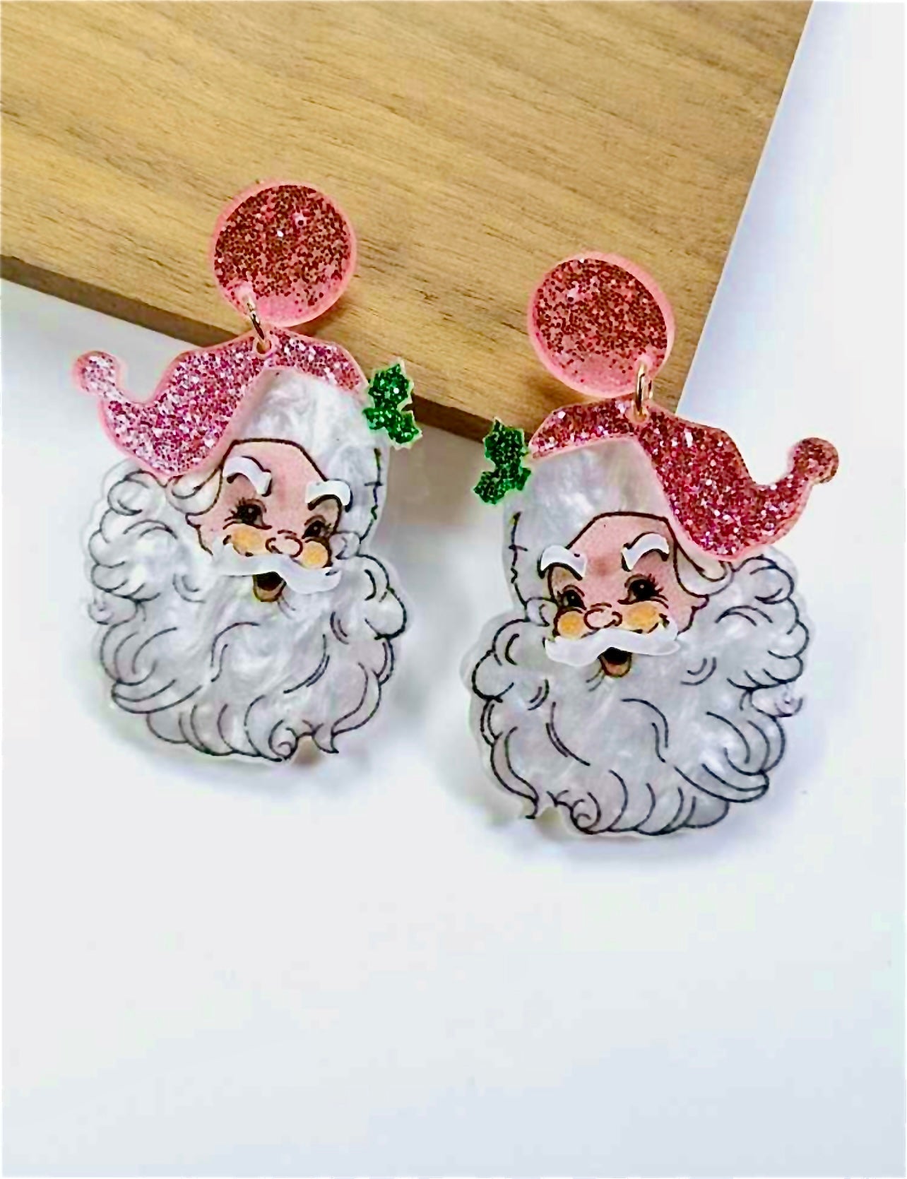 Pink Santa Earrings