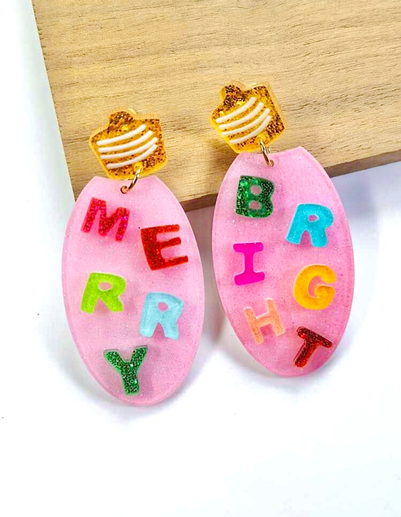 Pink Christmas Earrings | Merry and Bright