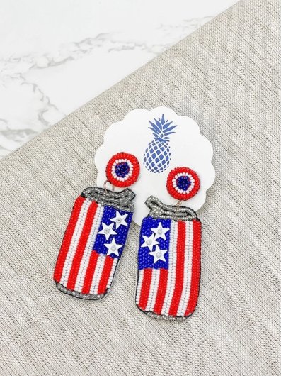 4th of July Beer Can Earrings - The Velvet Strand