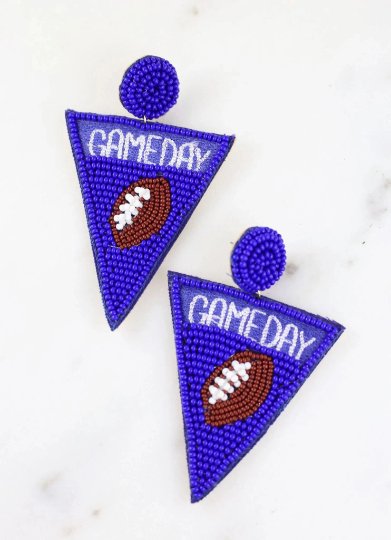 Blue and White Game Day Earrings - The Velvet Strand