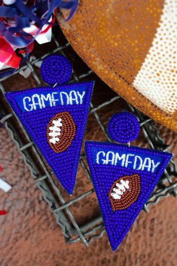 Blue and White Game Day Earrings - The Velvet Strand