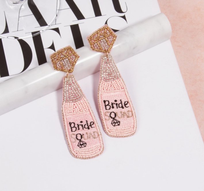 Bride Squad Earrings - Pink - The Velvet Strand