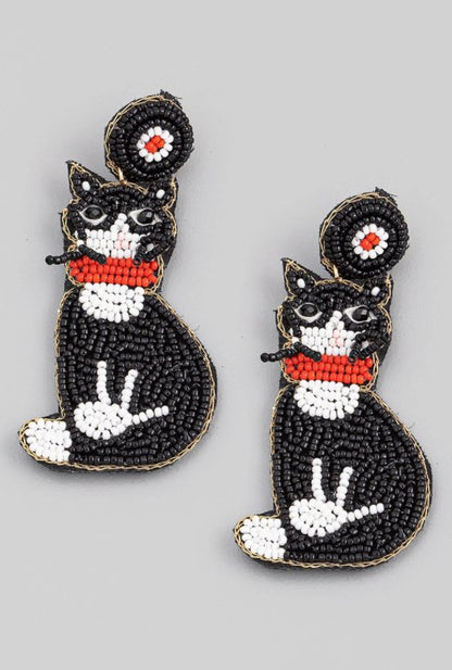 Cat Beaded Earrings - The Velvet Strand