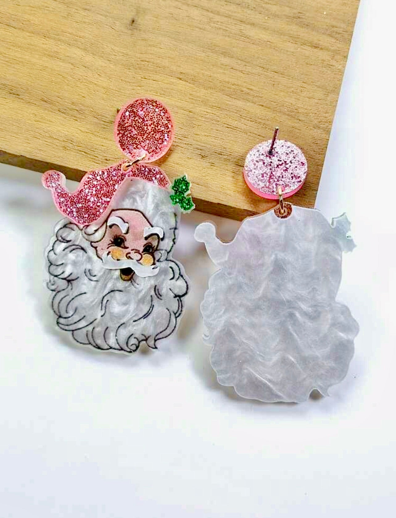 Pink Santa Earrings