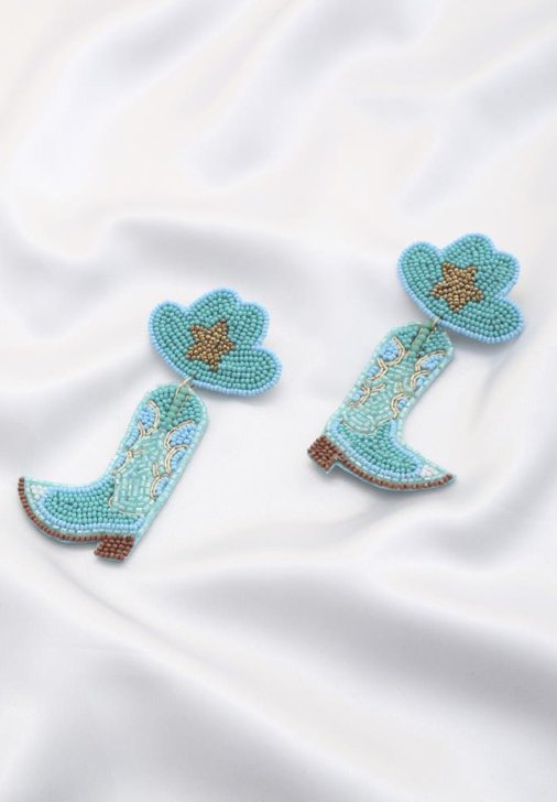 Blue Cowboy Boot Earrings - The Velvet Strand