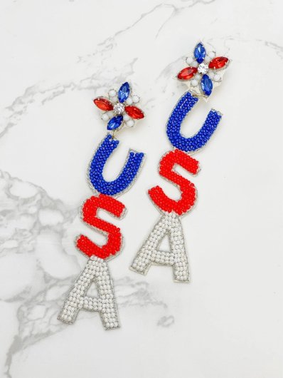 4th of July USA Earrings - The Velvet Strand