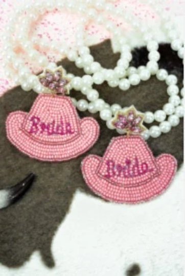 Bride Cowboy Hat Earrings - The Velvet Strand