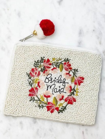 Bridesmaid Beaded Zip Pouch - The Velvet Strand