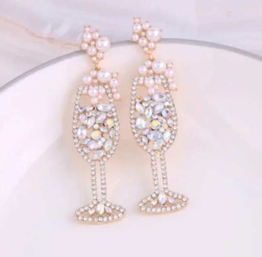 Champagne Glass Earrings - The Velvet Strand