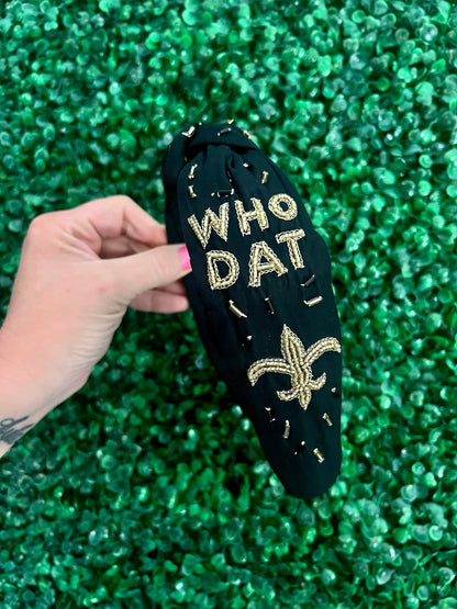 Who Dat Beaded Headband Saints Gameday Headband