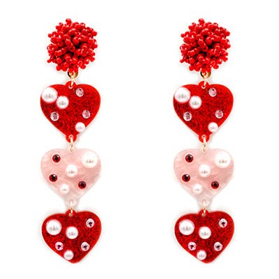 Beaded Heart Earrings - The Velvet Strand