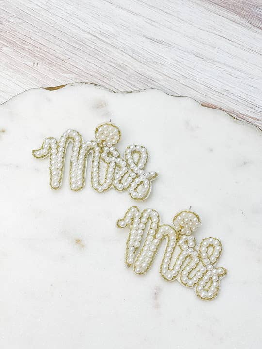 Mrs Beaded Earrings - White - The Velvet Strand