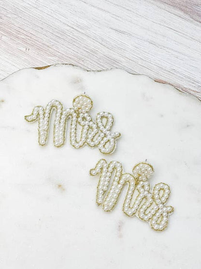 Mrs Beaded Earrings - White - The Velvet Strand