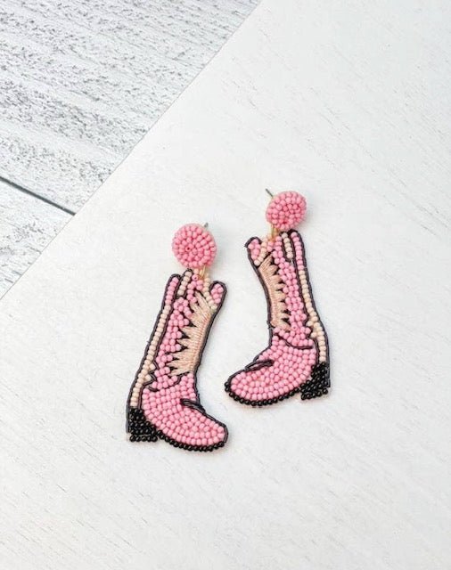 Cowboy Boot Earrings - Pink - The Velvet Strand