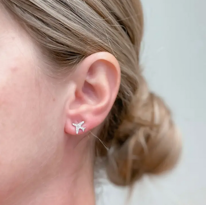 Glitzy Airplane Stud Earrings - The Velvet Strand