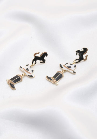 Cowboy Boot Horse Earrings - The Velvet Strand