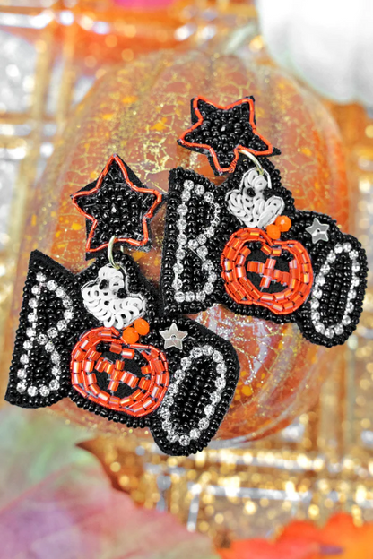 Halloween Beaded Boo Earrings, Halloween Party Earrings - The Velvet Strand