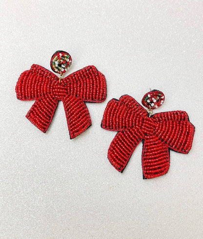 Red Bow Earrings - The Velvet Strand