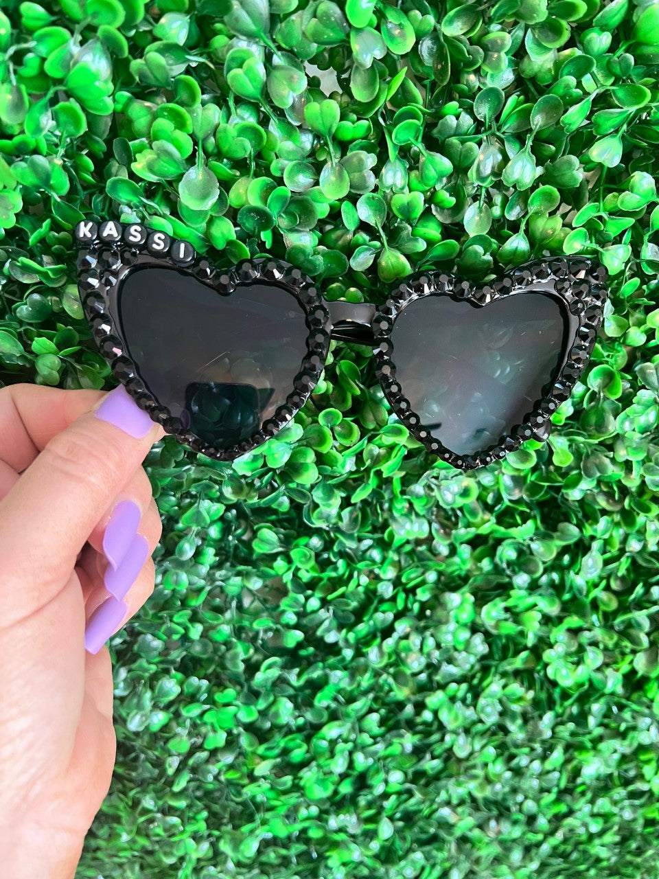 Women’s Personalized Heart Sunglasses - Black - The Velvet Strand