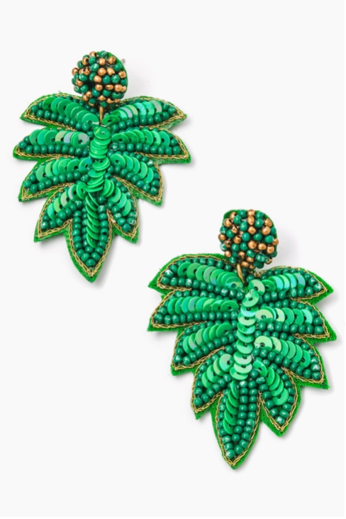 Tropical Leaf Earrings - The Velvet Strand