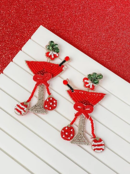 Christmas Martini Earrings - The Velvet Strand