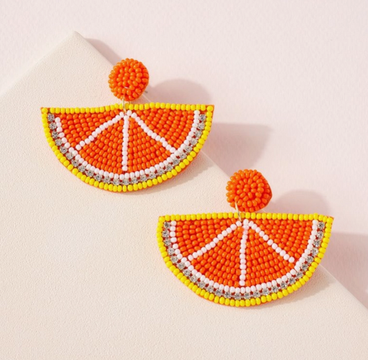 Orange Slice Beaded Earrings - The Velvet Strand