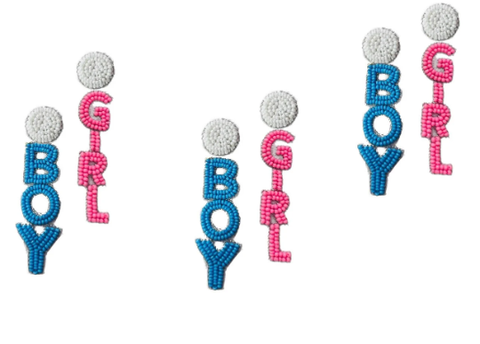 Gender Reveal Baby Shower Earrings - The Velvet Strand