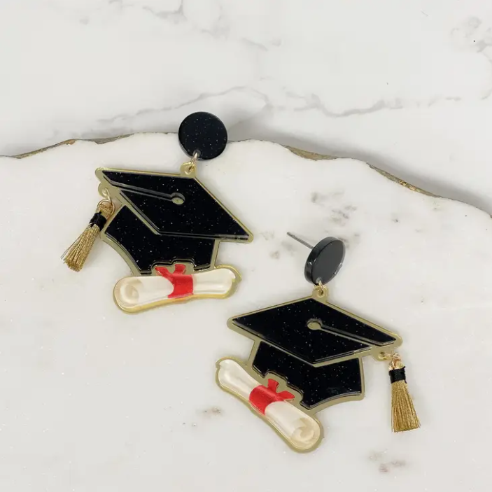 Acrylic Graduation Hat Earrings | Graduation Gifts - The Velvet Strand