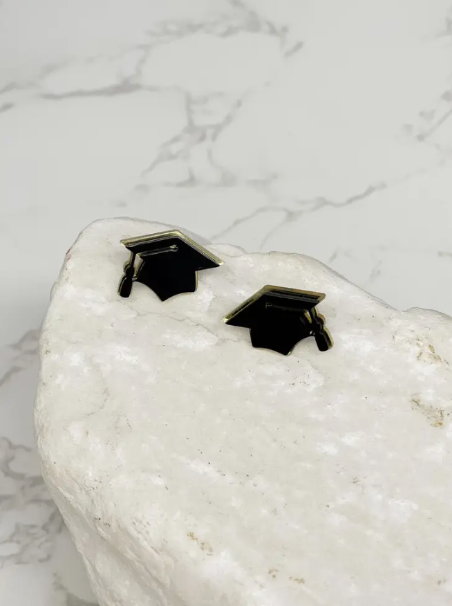 Acrylic Graduation Stud Trio Earrings | Graduation Gifts - The Velvet Strand