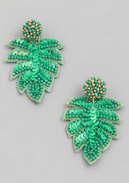 Tropical Leaf Earrings - The Velvet Strand