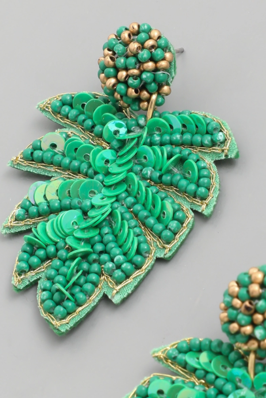 Tropical Leaf Earrings - The Velvet Strand