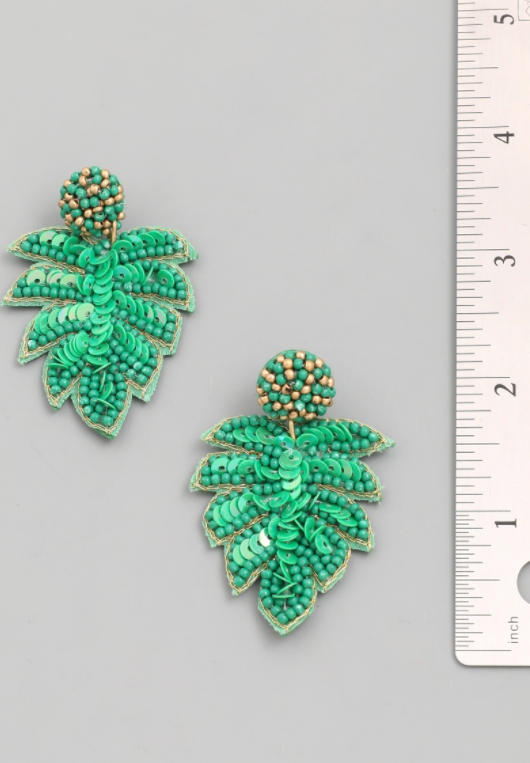 Tropical Leaf Earrings - The Velvet Strand