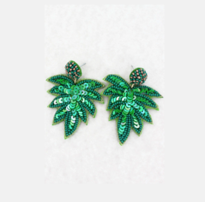 Tropical Leaf Earrings - The Velvet Strand