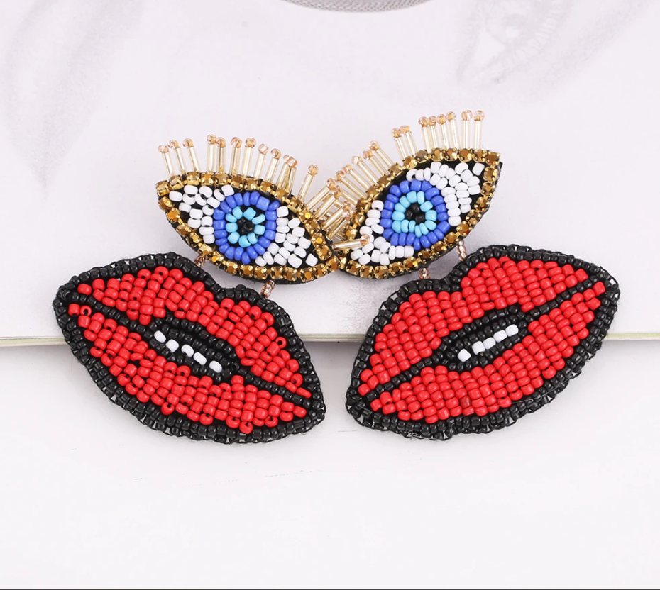 Eyes and Lips Statement Earrings - The Velvet Strand