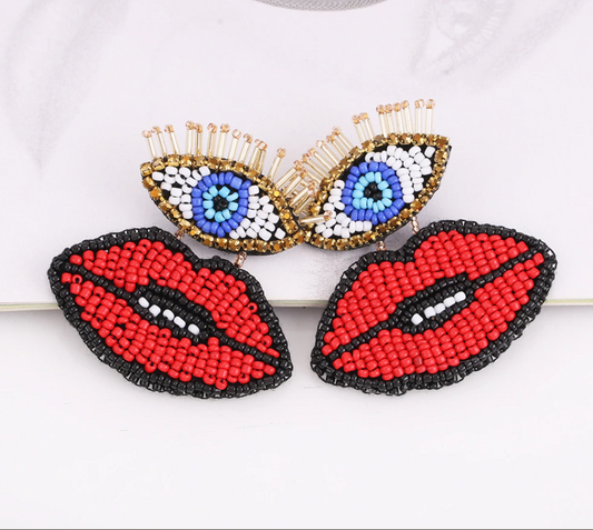 Eyes and Lips Statement Earrings - The Velvet Strand