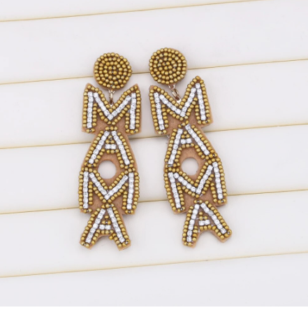 Mama Beaded Earrings - Black or Gold - The Velvet Strand