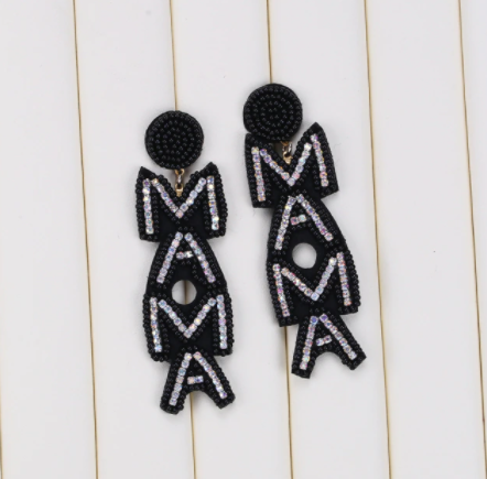 Mama Beaded Earrings - Black or Gold - The Velvet Strand