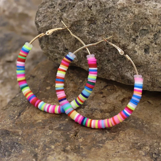 Heishi Hoop Earrings - The Velvet Strand