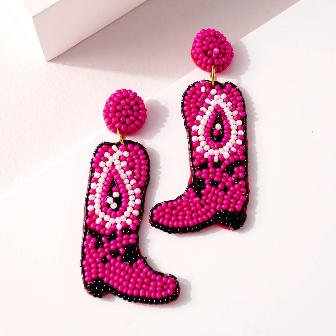 Cowboy Boot Earrings - Hot Pink - The Velvet Strand