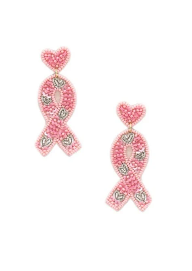 Pink Ribbon Earrings, Breast Cancer Earrings, Pink Ribbon Gifts - The Velvet Strand