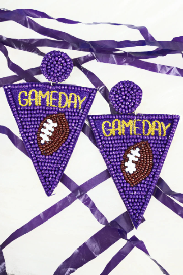 Purple and Yellow Game Day Earrings | LSU Game Day - The Velvet Strand