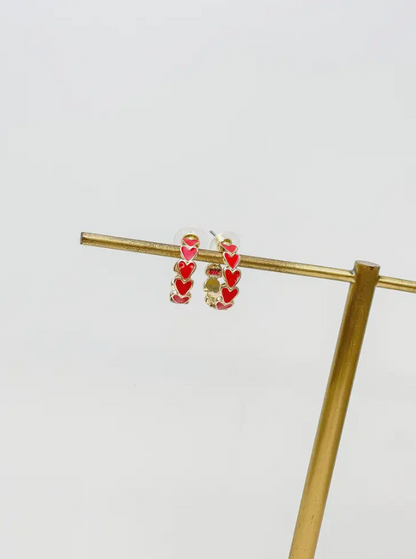 Gold & Enamel Heart Hoop Earrings | Valentine’s Day Earrings - The Velvet Strand