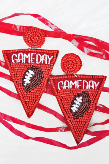 Red and White Game Day Earrings - The Velvet Strand