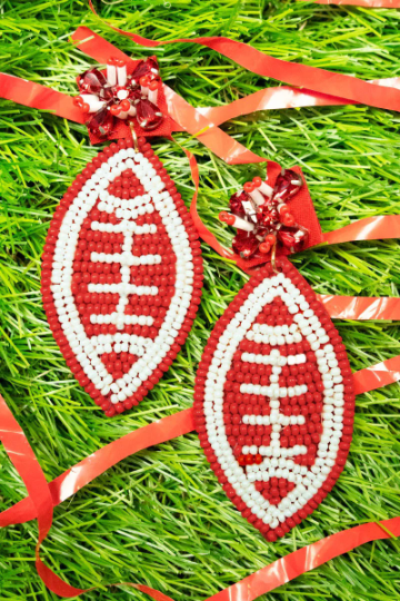 Red and White Football Earrings - The Velvet Strand