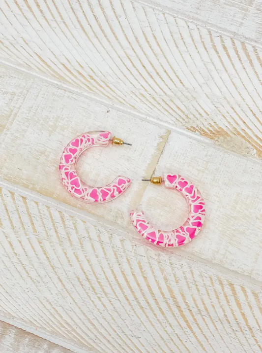 Heart Hoop Earrings | Valentine’s Day Earrings | Resin Hoop Earrings - The Velvet Strand