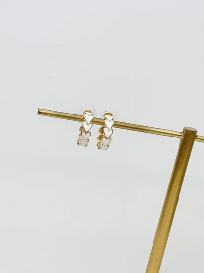 Gold & Enamel Heart Hoop Earrings | Valentine’s Day Earrings - The Velvet Strand